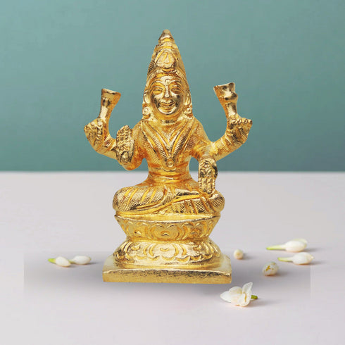 Brass Laxmi Ji Golden Goddess Idol Statue 0.3Kg