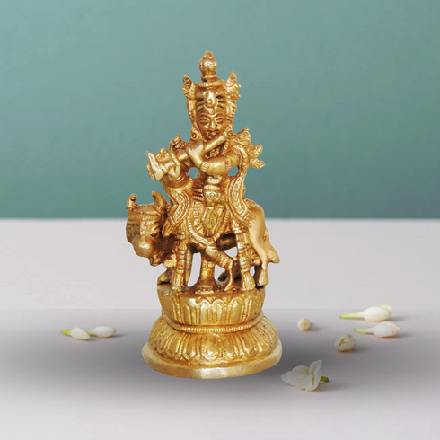 Brass Krishan Ji God Idol Statue 0.3Kg