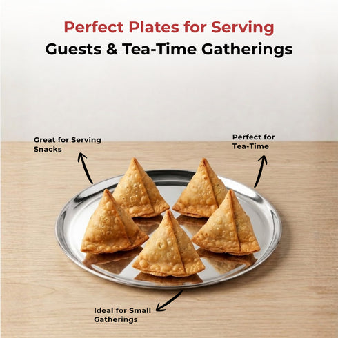 Vinod Stainless Steel Bangla Bogi Plate Lunch Plate Dinner Plate Set of 6 21 cm High Grade Stainless Steel Mirror Finish
