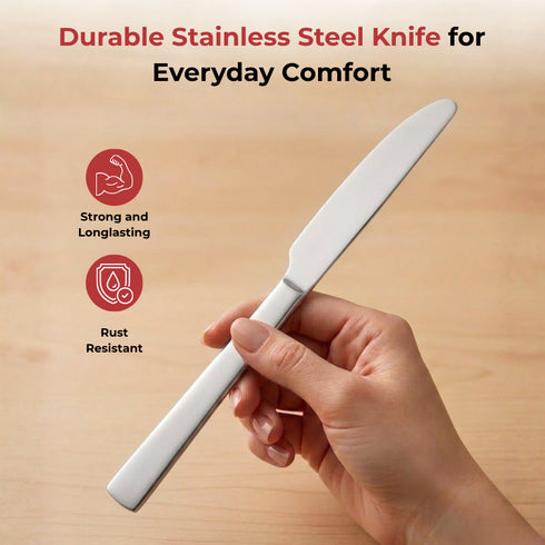 Vinod Aero Stainless Steel Dinner Knife Set of 6 Piece Heavy Gauge Steel Mirror Finish Rust Free Tough Strong and Durable