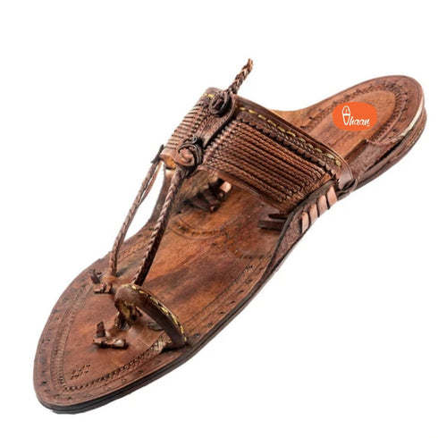 Vhaanfootwear Exclusive Dark Brown Amdar Senapati Paper Kapashi Kolhapuri Chappal For Men