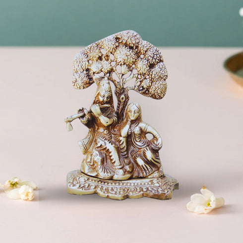 Brass Radha Krishna With Tree Statue 1.125Kg
