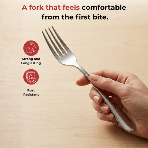 Vinod Aero Stainless Steel Dinner Fork Set of 12 Piece Heavy Gauge Steel Mirror Finish Rust Free Tough Strong and Durable