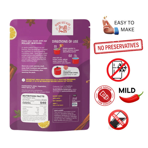 Drym foods Millet Biryani