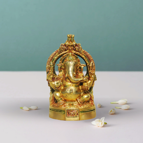 Brass Ganesh With Frame Statue 1.52Kg