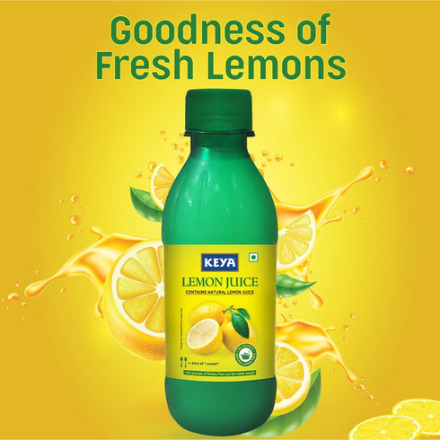 Keya Fresh Lemon Juice Contains Natural Lemon Juice No Added Water No Concentrate No Sedimentation Fresh for 24 Months Quick Easy Hassle Free Essential For Everyday Cooking & Beverages 500 mll