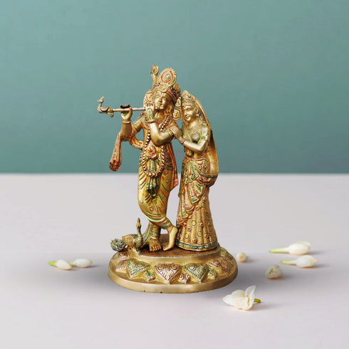 Brass Radha Krishna God Idol Statue 9.732Kg