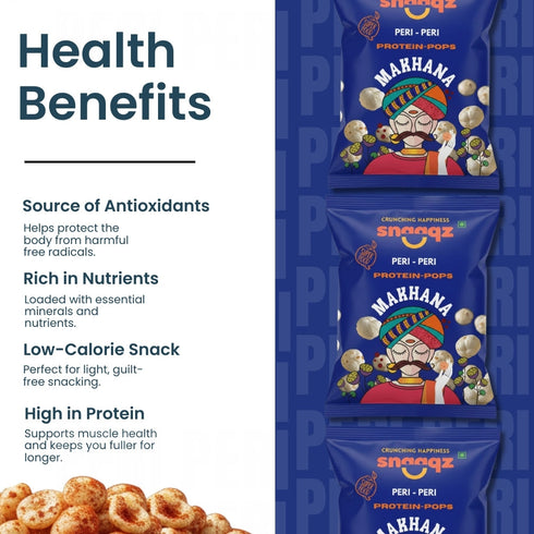 Snaaqz Roasted and Flavoured Makhana | Peri Peri Makhana (Pack of 2)