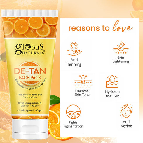 Globus Naturals De Tan Face Pack Suitable For All Skin Types