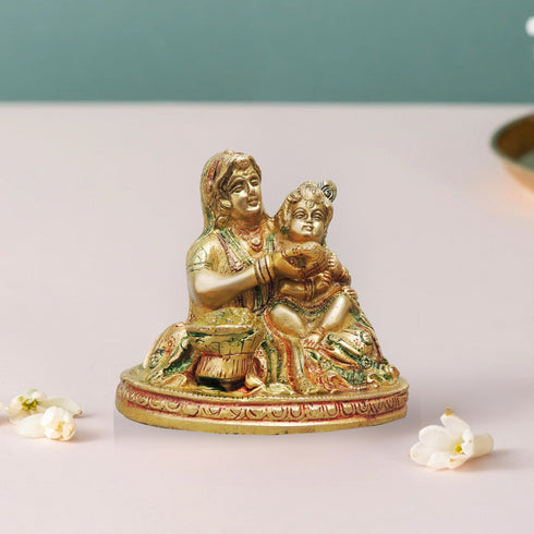 Brass Krishna With Yashoda Maiya 1.44Kg