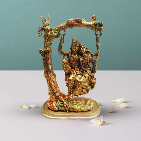 Brass Radha Krishna Jhula Colour Statue 7.9Kg