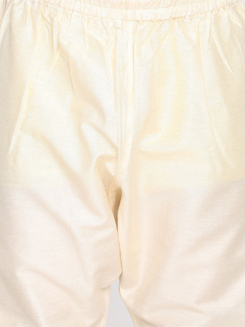 Vastramay Boys Beige & Cream-Coloured Slim-Fit Sherwani Set