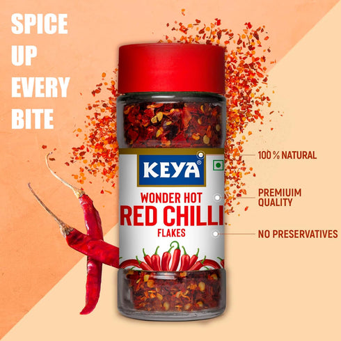 Keya Red Chilli Flakes Dry Red Chilli Flakes Seasonings Aromatic Spicy Dried Pizza Pasta Seasoning Zero added Colours Fillers Additives & Preservatives 100 Natural