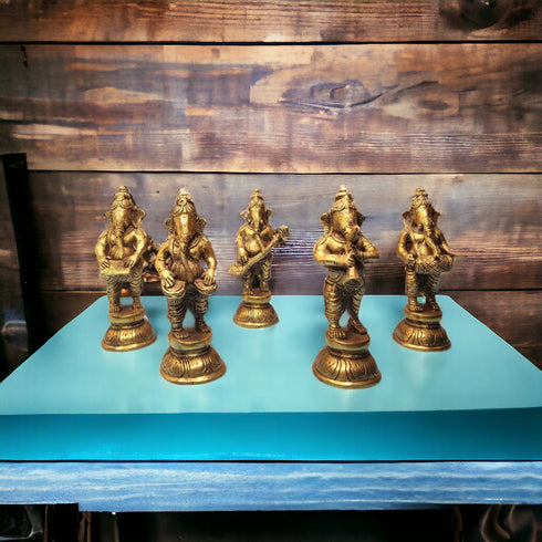 Tamas Brass Handcrafted Musical Ganesha Orchestra with Antique Finish