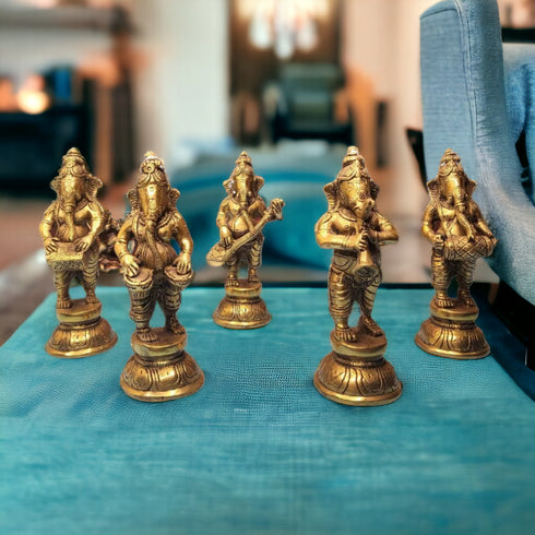 Tamas Brass Handcrafted Musical Ganesha Orchestra with Antique Finish