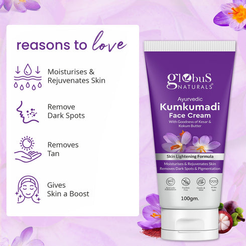 Globus Naturals Ayurvedic Kumkumadi Skin Lightening Face Cream Suitable For All Skin Types