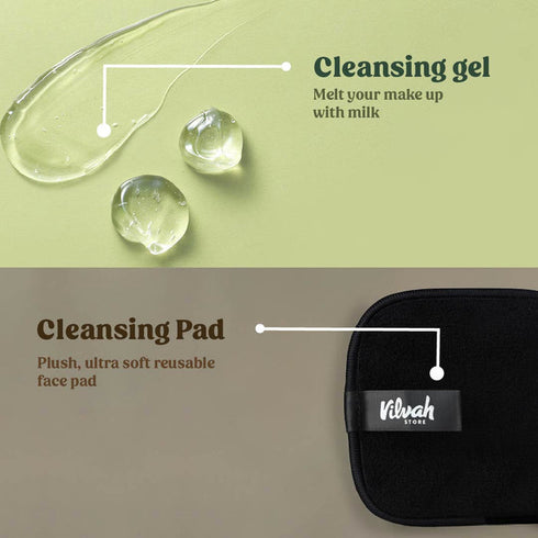 Vilvah Store Makeup Removal Cleansing Gel & reusable Cleansing Pad