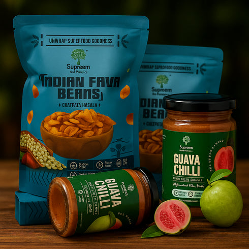 Supreem Super Foods Indian Fava Beans (Pack Of 2) + Guava Chilli Spread (Pack Of 2)