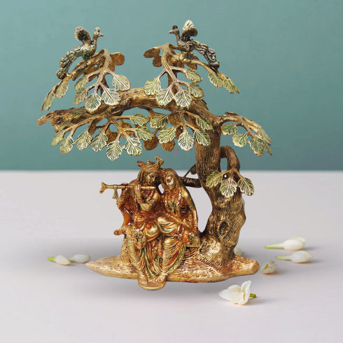 Brass Tree Radha Krishna Colour God Statue 6.952Kg