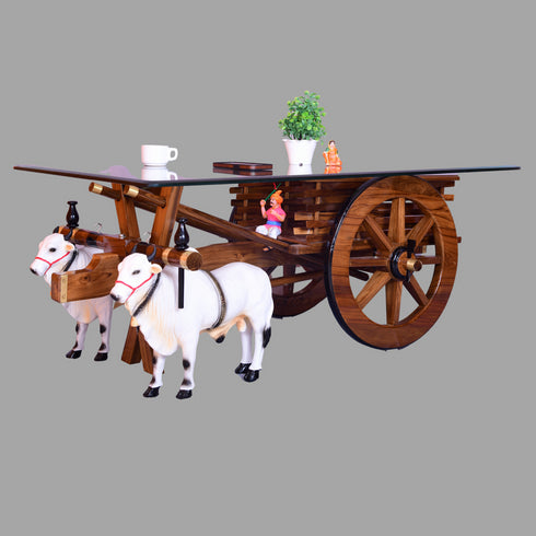 Handcrafted Teak Wood Bullock Cart Teapoy