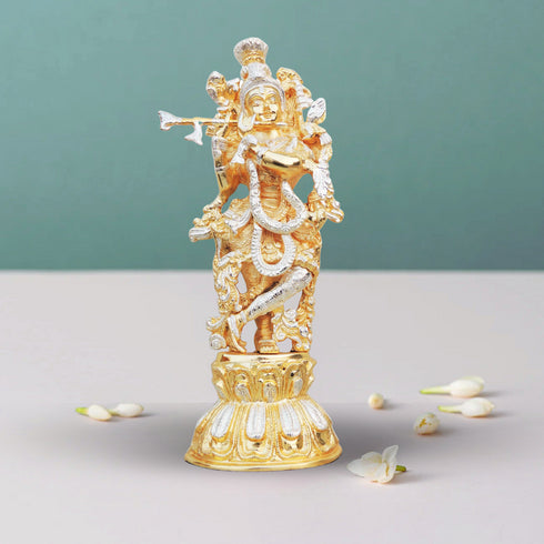 Brass Krishna In Two Tone Finish Statue 5.53Kg
