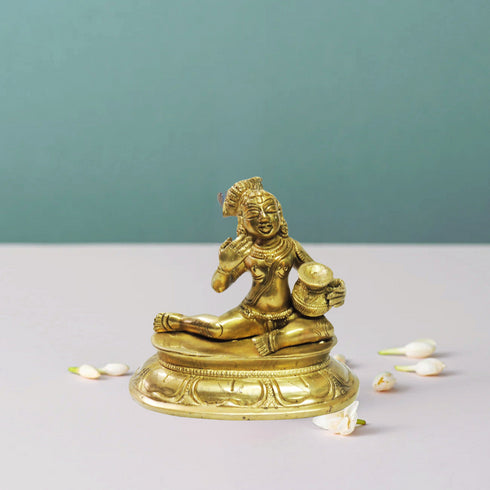 Pure Brass Makhan Krishna Statue 1.248Kg