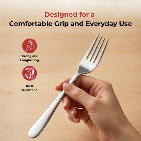 Vinod Florence Stainless Steel Dinner Fork Set of 12 Piece Heavy Gauge Steel Mirror Finish Rust Free Tough Strong and Durable