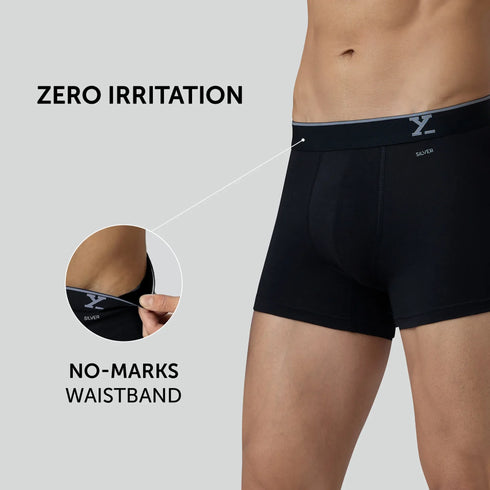 XYXX Traq Silver Cotton Trunks Black Knight