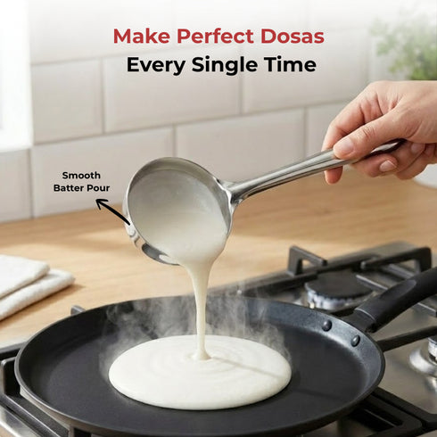 Vinod Stainless Steel Dosa Making Spoon Ladle Set of 2 Highest Grade Stainless Steel Rust Free Dishwasher Safe