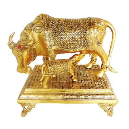 Aluminium Showpiece Cow Statue - 11.5*8*12 Inch