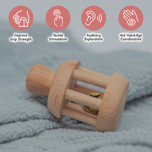 Ariro Toys Wooden Bell Rattle