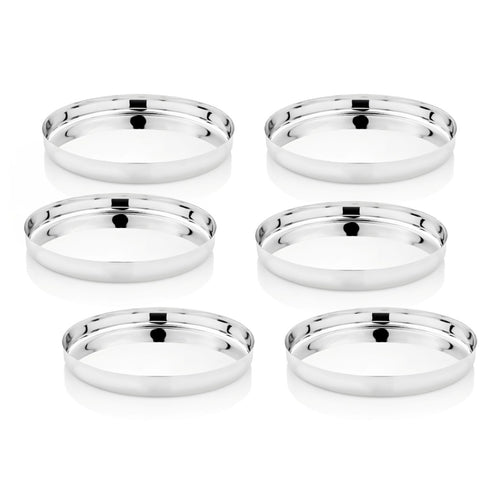 Vinod Stainless Steel Beeding Khumcha Thali Set of 2 24 cm Lunch and Dinner Plate Highest Quality Stainless Steel Mirror Finish Rust Free