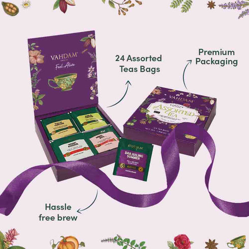 Vahdam Tea Assorted Tea Bags Gift Set | 25 Variants