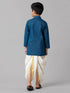 Ramraj Cotton Boys Navy Kurta with Cream Elastic Panchakacham Combo FS8