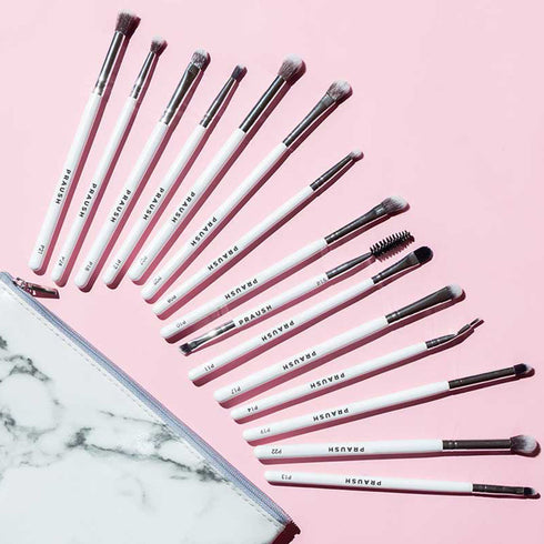Praush Omni Nude Eyeshadow Palette + Eye Brush Set (15 pcs) Bundle