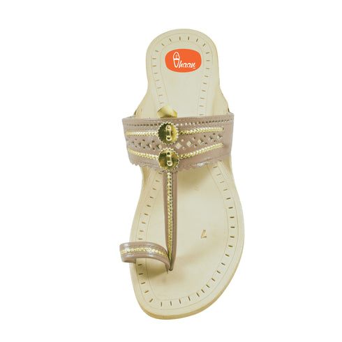 Vhaanfootwear Deep Salmon Color Pure Leather Ladies Kolhapuri by Vhaan