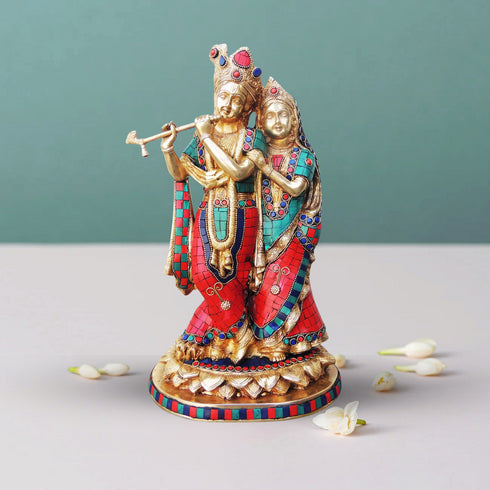 Brass Radha Krishna God Idol Statue 7.67Kg