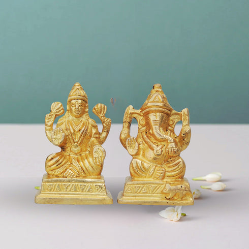 Brass Laxmi Ganesh Pair God Idol Statue 0.4Kg