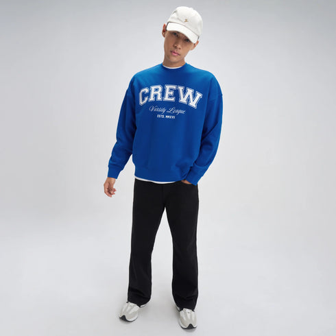 XYXX Crew Oversized Round Neck Sweatshirt - Campus Blue