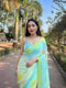 Vasthrlay Blue Satin Georgette Plain Saree