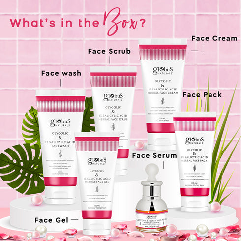 Globus Naturals Glycolic & 1% Salicylic Acid Gift Box - Set of 6