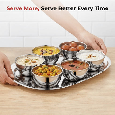 Vinod Stainless Steel Maharaja Bowl Set of 6 Pieces 150 ml Highest Grade Steel Tough and Strong Build Easy to Clean