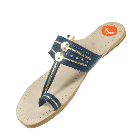 Vhaanfootwear Blue Color Pure Leather Ladies Kolhapuri by Vhaan