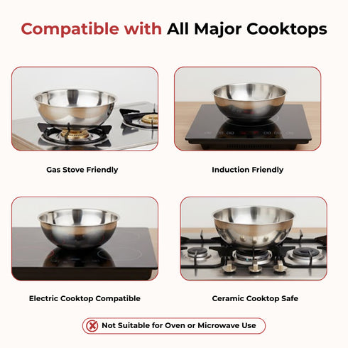Vinod Doniv Titanium Triply Stainless Steel Tasla 20 cms 1.65 Liter Capacity Induction Friendly