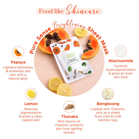 PureSense Brightening Sheet Mask with Vitamin C & Papaya | From the makers of Parachute Advansed