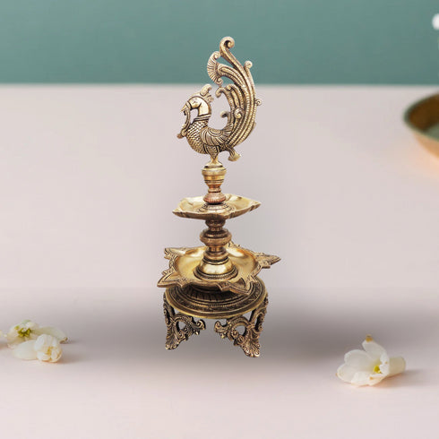 Brass Hen (Murga) Deepak Statue 4.375Kg