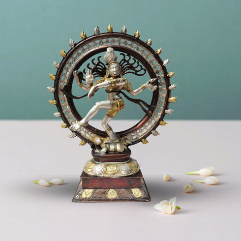Brass Nataraja Statue With Tri Color Finish 4.3Kg