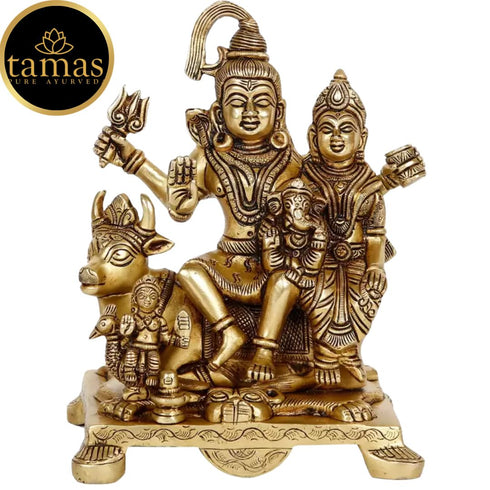 Tamas Brass Shiv Parivar With Nandi Statue(Golden)