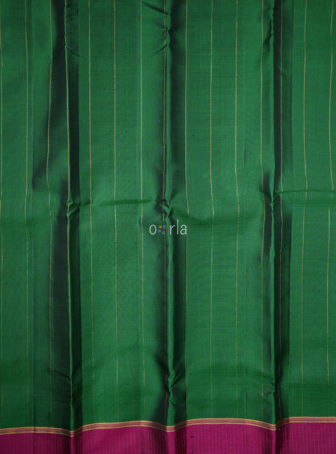 Prakruthi Ezhil Forest Green & Purple Stripes Handloom Soft Silk Saree