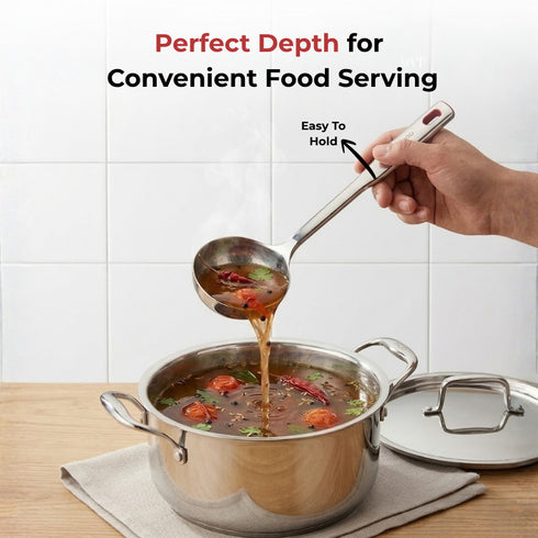 Vinod Stainless Steel Queens Ladle Serving Spoon Set of 2 36 cm Highest Grade Stainless Steel Mirror Finish Rust Free No 1